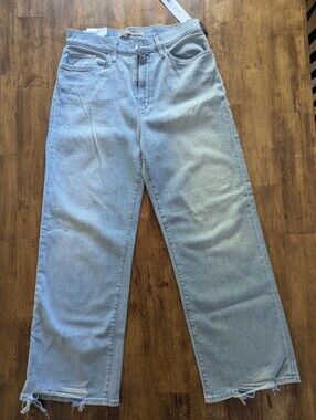 Joe's Jeans Light Blue Wide-Leg Denim with Distressed Hem